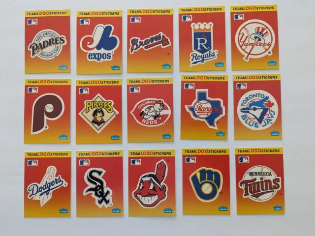 Lot Of 15 1991 Fleer Team Logo Stickers Vintage Baseball Yankees Dodgers Expos