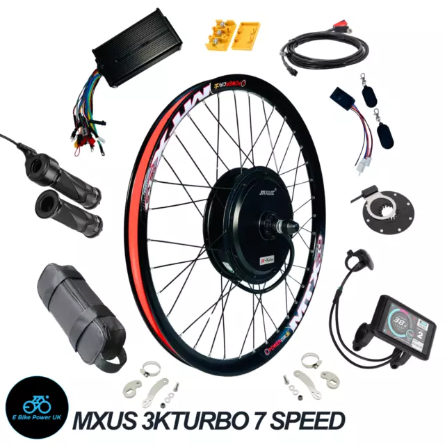 MXUS TURBO Electric Bike Conversion Kit E Bike Rear Wheel Motor 26" 27.5" 29"