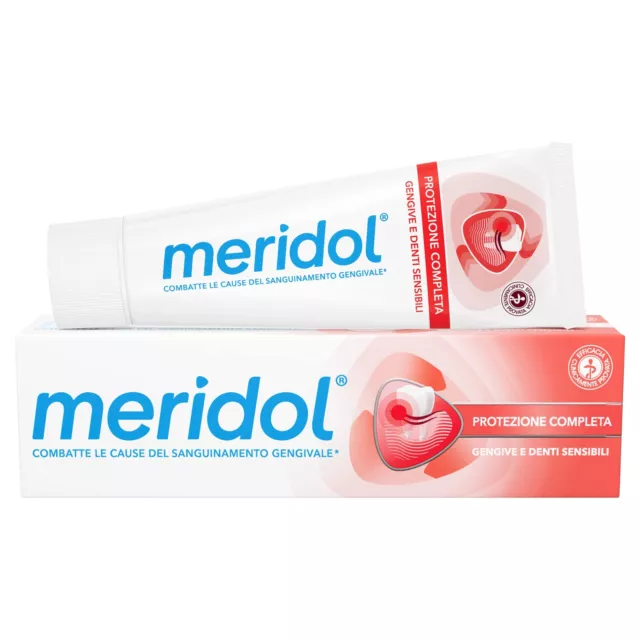 Meridol Dentifricio Protezione Completa con ingrediente antibatterico, lenisce l