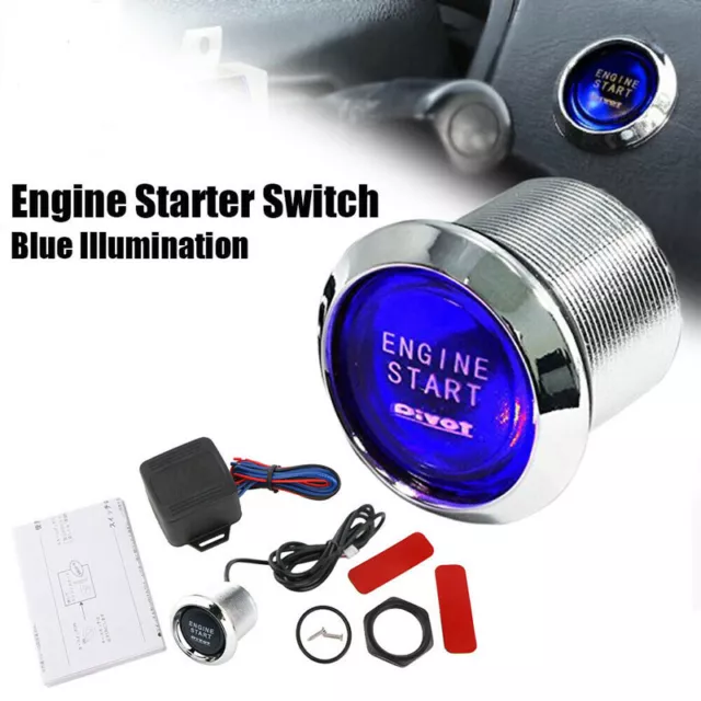 Blau Universal Auto Motor Startknopf Druckschalter Drucktaster Zündung Starter