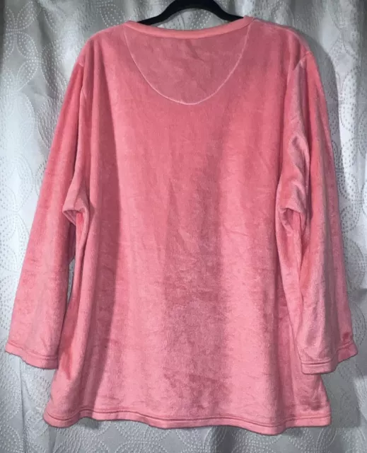 HOTEL SPA COLLECTION Women's Coral-Pink Furry Pullover Loungewear Top Size 3XL 2