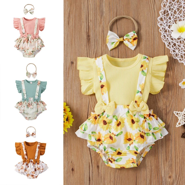 Newborn Baby Girls Sleeveless Tops Shorts Dress Outfits Ruffle Party Clothes Set