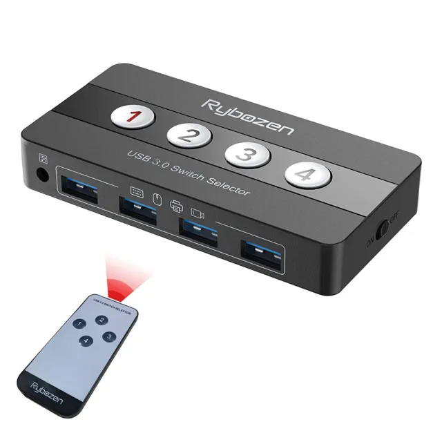 4 Ports USB 3.0 Switch für 4 PCs, 4 In 4 Out Umschalter mit 4 USB 3.0 Kabel