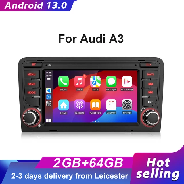 SXAUTO[Built-in DAB]Android 12 IPS Car Stereo For Audi A3 8P 8PA S3 RS3 (2003-2013) - Wireless CarPlay/Android Auto - Camera + MIC - 4G+64G - 9 Inch 2 Din - AHD Steering