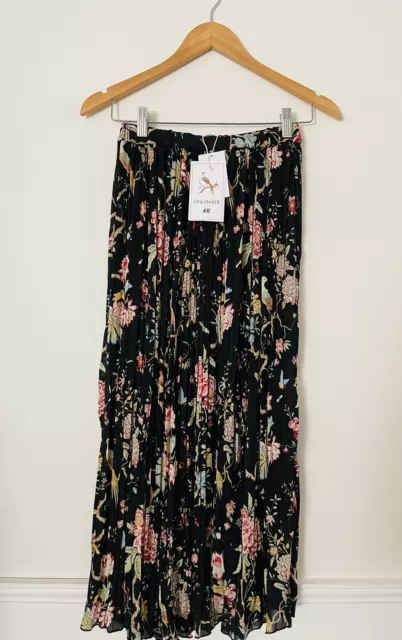 GP J BAKER x H M HM Black Colourful Floral Birds Pleated Skirt
