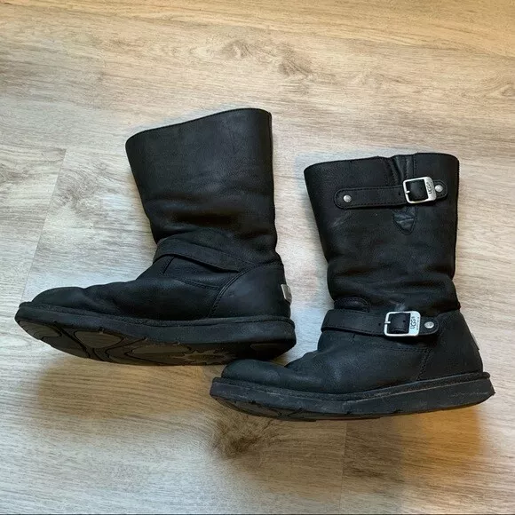 Ugg Women's Kensington Moto Black Boots, Size 9 S/N 5678