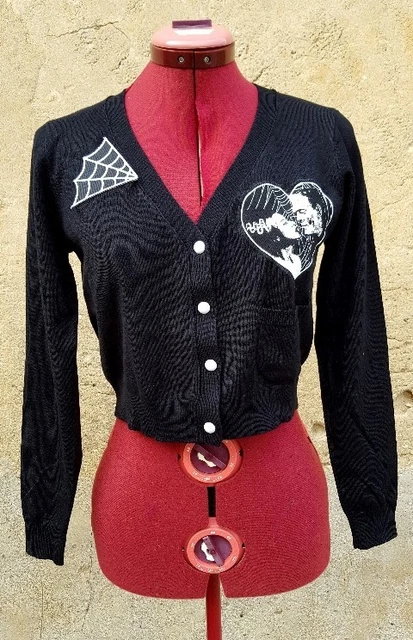 Cardigan Rockabilly Pin-up Psychobilly - Motif Zombie Toiles D'araignée - Taille 38