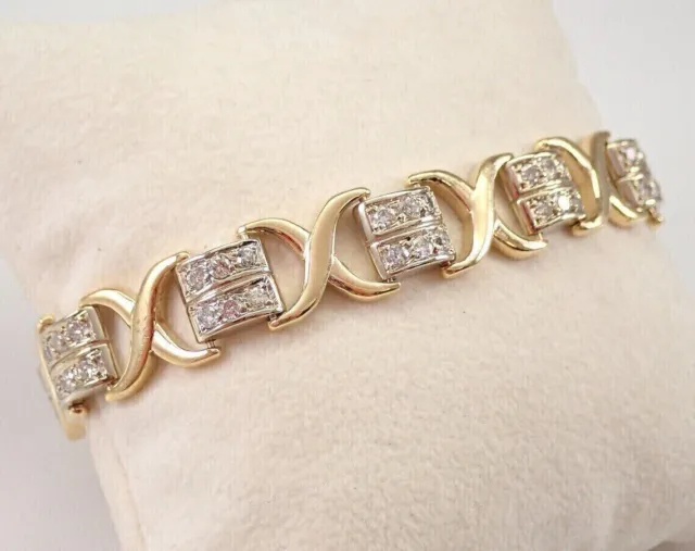 Bracelet de tennis pour femme plaqué or jaune 14 carats et diamant 5...