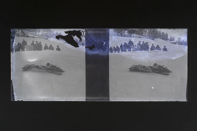 France Suisse Neige Photo Stereo Th3L1n26 Plaque de verre Vintage NEGATIF