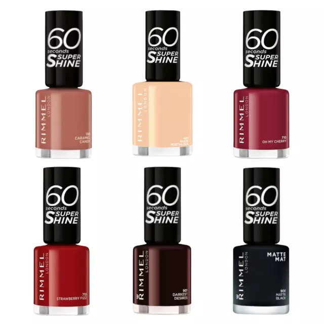 Rimmel 60 Seconds Nail Polish Varnish Super Shine 8ml Any 3 For £11.85