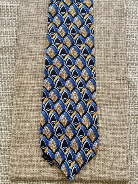 Pre-Owned Jerry Garcia Golden Arches Blue Black 100% Woven Silk Men's Necktie