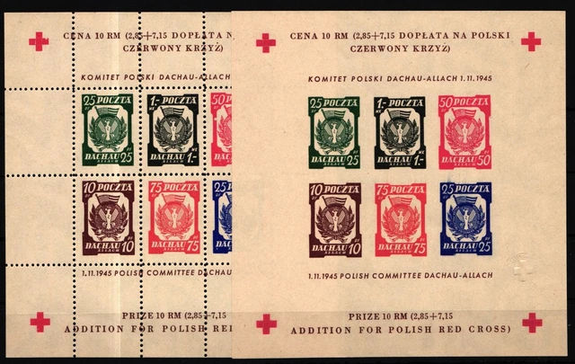 Polen ohne Gummi Spendenblock Dachau Rotes Kreuz gezähnt und geschnitten #IY404