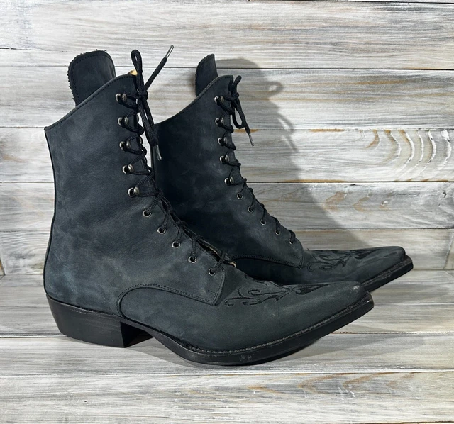 Sancho Boots Western Cowboy Chaussures à talons en cuir pour femme Bleu marine