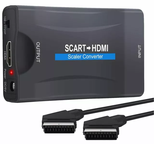 1080P HD SCART to HDMI Adapter Video Audio Upscale Converter USB Cable TV DVD UK