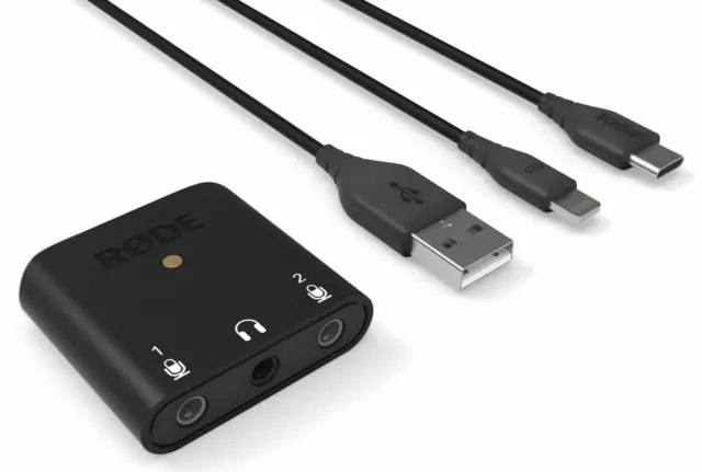 Ultra-kompaktes 2 Kanal Audiointerface v. RØDE inkl. USB & Lightning Kabeln