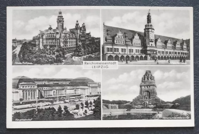 837 AK Leipzig Reichsmessestadt Alte Rathaus Hauptbahnhof historische Postkarte