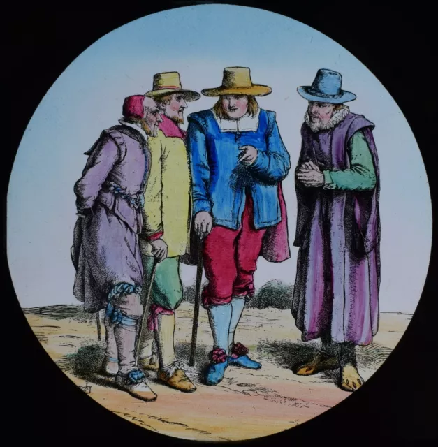 ANTIQUE Magic Lantern Slide PILGRIMS PROGRESS NO71 C1890 DRAWING GROUP OF MEN