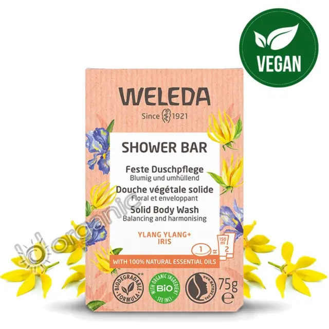 Weleda Organic Natural Ylang Ylang & Iris Shower Bar Body Wash 75g