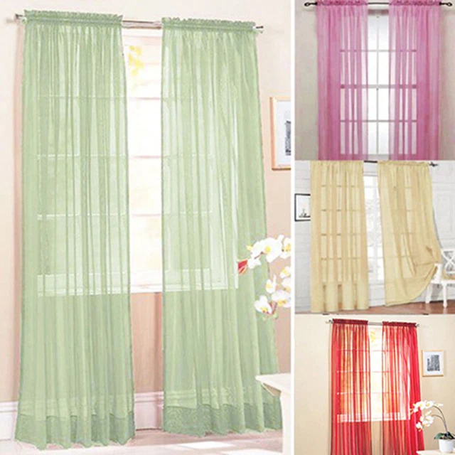 Curtains Drape Panel Sheer Scarf Valances Pure Color Tulles Door Window Curtains
