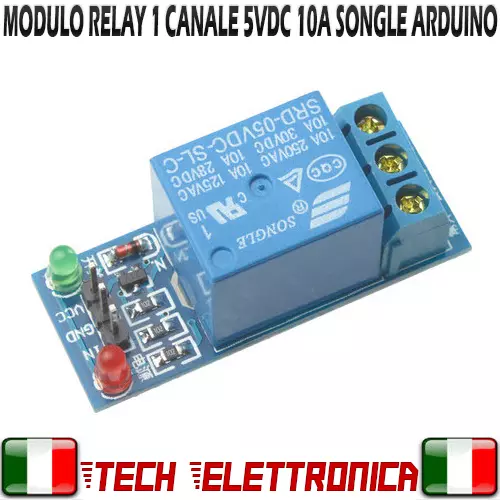 Scheda relè rele 5Vdc Arduino 5V modulo relay 1 canale Arduino