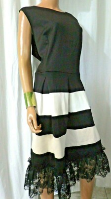 Studia Aa Plus 20W Fit & Flare Scuba Knit Lace Trim Midi Dress Euc Bust 52