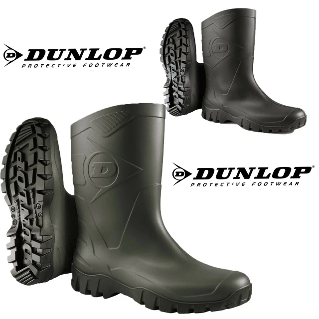 Ladies Mens Dunlop Wellington Boots Short Wide Calf Rain Garden Farm Gum Wellies