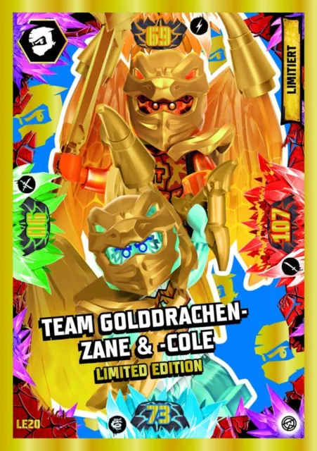 LEGO Ninjago Serie 8 Trading Card LE20 -Golddrachen-Zane & Cole Limitierte Karte