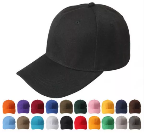 Men Women Plain adjust Curved Visor Baseball Cap Hat Solid Blank Color Caps Hats