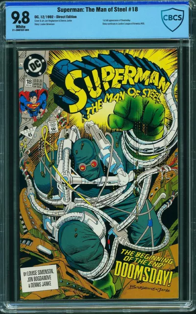 Superman Man of Steel 18 CBCS 9.8 1st Doomsday DC 1992 Free CGC Mylar! 065 cm pr