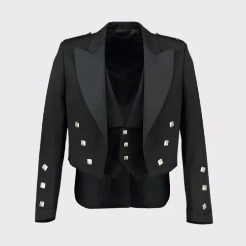 Men Prince Charlie Jacket with Waistcoat/Vest Set Wool 100% Ex Hire for Scottish