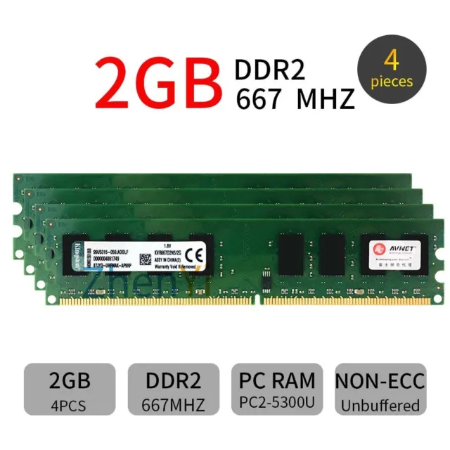 Kingston 8GB 4x 2GB 1GB DDR2 667MHz PC2-5300U 240Pin DIMM Desktop Memory RAM BT