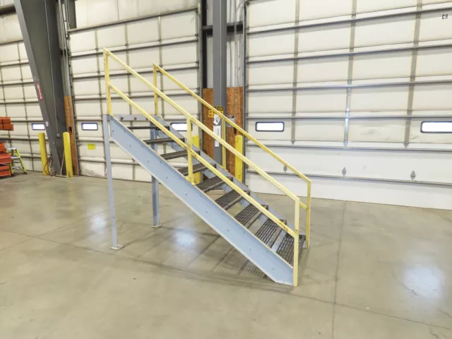 AMS Industrial 9-Step Non-Slip Steel Stairs Conveyor Crossover 36" Tread