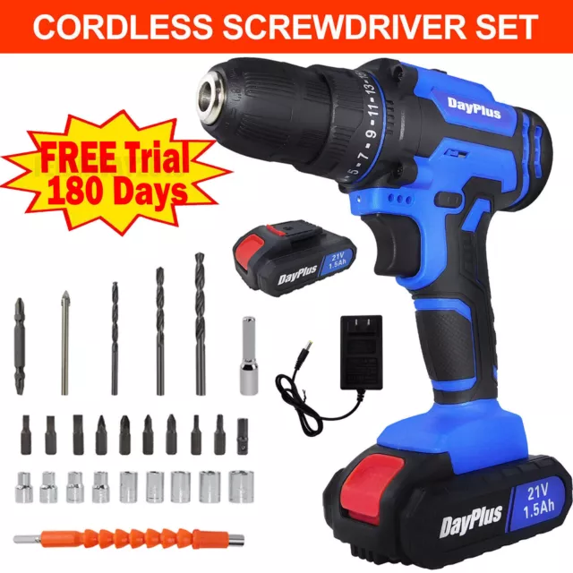 Electric Drill Set Power Cordless Screwdriver,Rechargeable Battery Driver  Kit