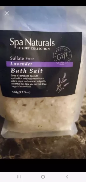 Paquete de sal de baño de lavanda sin sulfato Spa Naturals de 17,5 oz 2