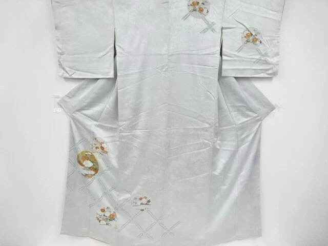 46270# Japanese Kimono / Antique Kimono / Kinsai / Embroidery / Floral Plants