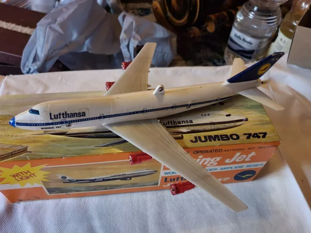 Aereo Giocattolo Jumbo 747 Flying Jet Lufthansa Vintage D'epoca