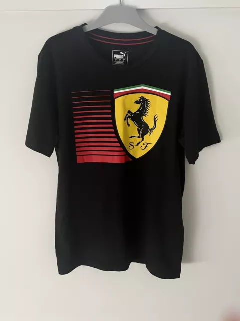 EUC PUMA FERRARI Scuderia Mens Crew Neck T-Shirt Size L Prancing Horse F1 Black