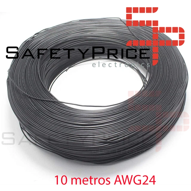 Cavalier à souder pour câble électronique tressé NOIR AWG24, 10 mètres