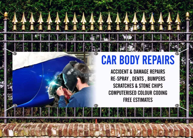 Outdoor Pvc Car Body Repairs Banners Sign Advert Free Art Work Ready Display