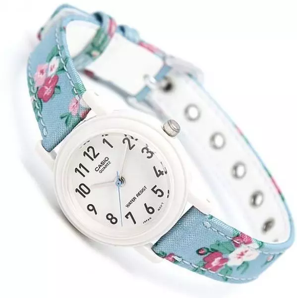 Montre analogique femme Casio cuir/tissu bleu « floral » LQ-139LB-2B2