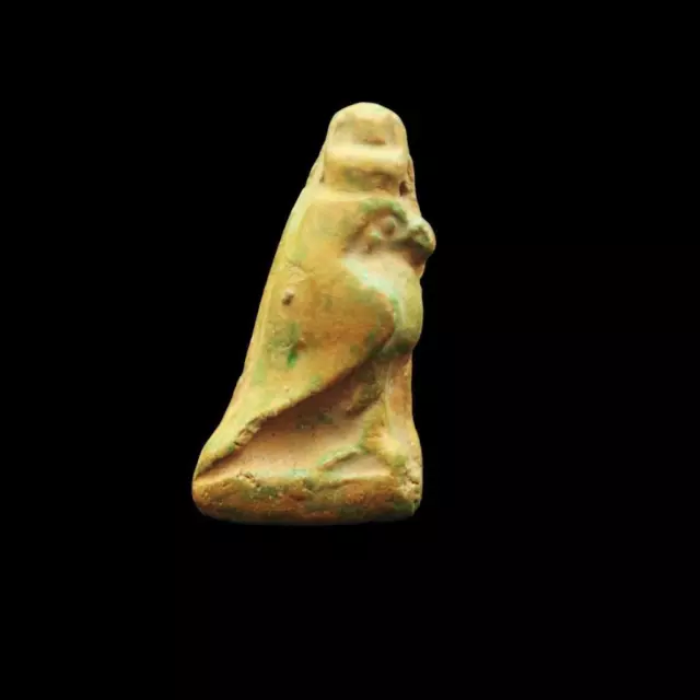 Antique Egyptian Limestone Amulet of Falcon Horus Figure "GOD of Kingship & SKY"