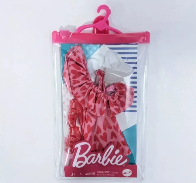 Barbie Fashions Pink and Red Hearts Dress Fashion Pack w/ Purse and High Heels