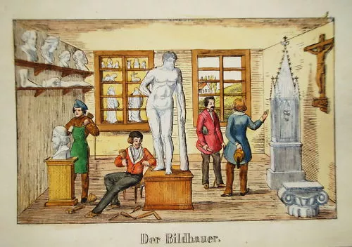 Bildhauer Skulptur Denkmal Künstler   Lithographie 1820