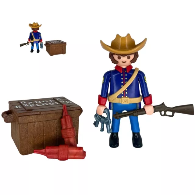 Playmobil figura soldado de la unión con caja de explosivos