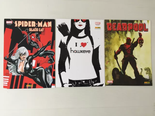 Lot  3  Ex Libris   MARVEL  PANINI COMICS   Spiderman  Deadpool  Hawekeye  BD