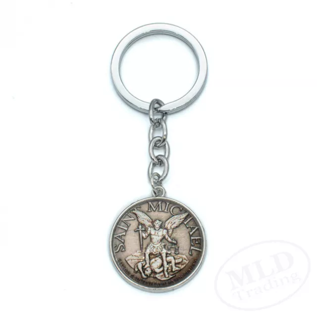 Archangel St Michael Patron Saint Of Law Enforcement Glass And Metal Key Chain