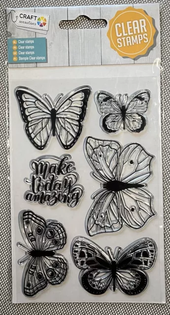 Stempelset 6 tlg. Clear Stamps Craft Sensations Schmetterlinge Neu