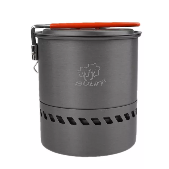 Outdoor Camping Cookware Backpacking Cooking Picnic Heat Exchanger Pot 1.5L