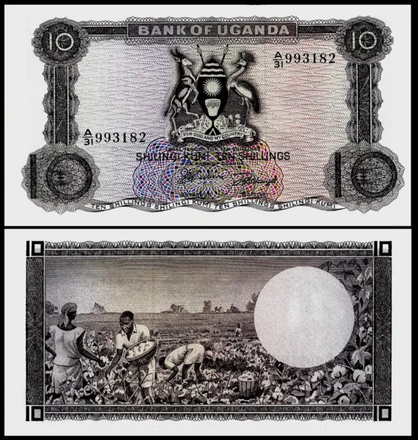 Uganda 10 Shillings 1966 P 2 Unc Cotton Pickers