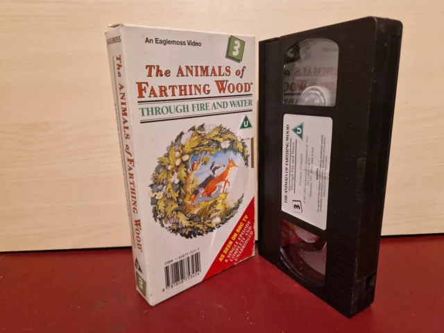 The Animals of Farthing Wood #3 - Through Fire & Water, PAL VHS Video Tape (A21)